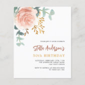 Roos Gold Bloemenbudget verjaardagsuitnodiging (Voorkant)