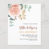 Roos Gold Bloemenbudget verjaardagsuitnodiging Flyer (Voorkant)