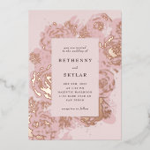 Roos Gold Blooms Folie Invitation Folie Uitnodiging (Voorkant)