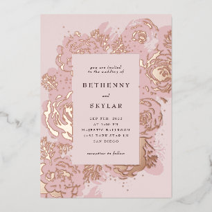Roos Gold Blooms Folie Invitation Uitnodiging
