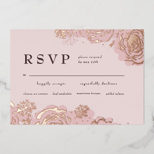 Roos Gold Blooms Folie Invitation Uitnodiging