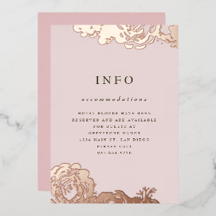 Roos Gold Blooms Invitation Folie Uitnodiging