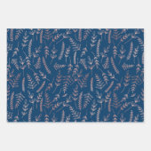 Roos Gold Blue Botanical All Occasion Inpakpapier Vel (Voorkant 3)
