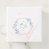 Roos Gold Blue Greenery Geometric Baby shower Bedankjes Labels (In situ)