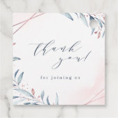 Roos Gold Blue Greenery Geometric Baby shower Bedankjes Labels (Achterkant)