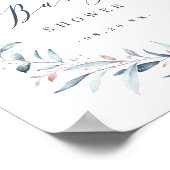 Roos Gold Blue Greenery Geometric Baby shower Poster (Hoek)