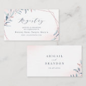 Roos Gold Blue Greenery Geometric bridal Registry Plaatskaartje (Voorkant / Achterkant)
