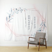 Roos Gold Blue Greenery Weduwfoto Achtergrond Wandkleed (In Situ (horizontaal))