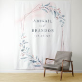 Roos Gold Blue Greenery Weduwfoto Achtergrond Wandkleed (In situ)