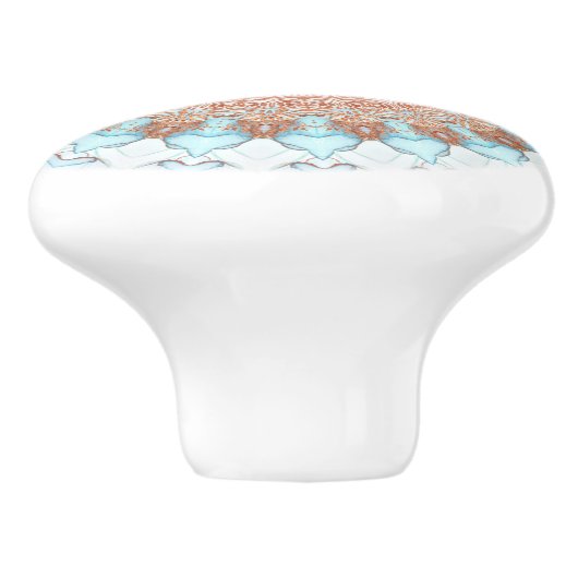 Roos Gold Blue Ocean Floral Kaleidoscope Keramische Knop (Zijkant)