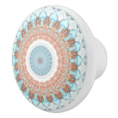 Roos Gold Blue Ocean Floral Kaleidoscope Keramische Knop (Rechts)