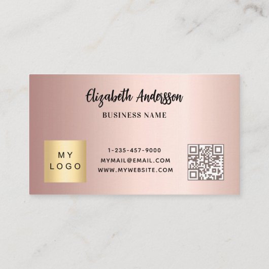 Roos Gold Bluesh QR-code Corporate logo Klantenkaartje (Achterkant)