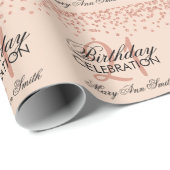 Roos Gold Blush 21st verjaardag Glitter Confetti Cadeaupapier (Rol Hoek)