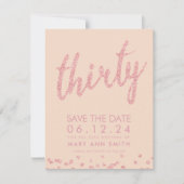 Roos Gold Blush 30e Verjaardag Save Date Confetti Kaart (Voorkant)