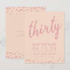 Roos Gold Blush 30e Verjaardag Save Date Confetti Kaart