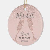 Roos Gold Blush 50th Birthday met geboortedatum Keramisch Ornament (Links)