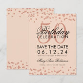 Roos Gold Blush 50th Birthday Save Date Confetti Save The Date (Voorkant / Achterkant)