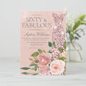 Roos Gold Blush 60e verjaardag Kaart (Staand voorkant)