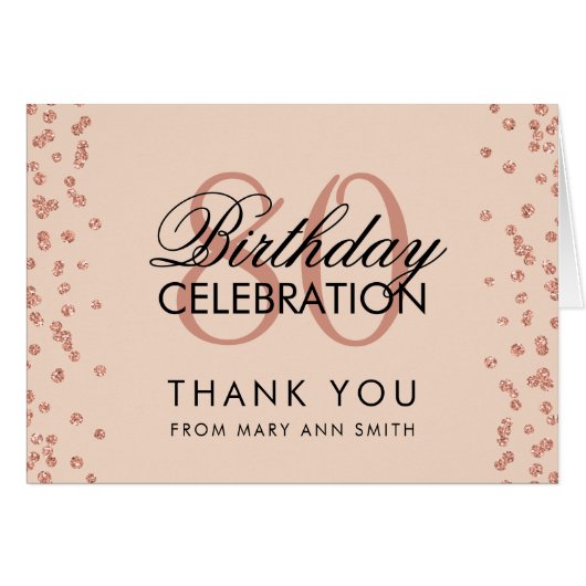 Roos Gold Blush 80th Birthday Hartelijk dank Glitt (Voorkant Horizontaal)