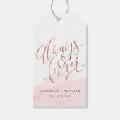 Roos Gold Blush Altijd en altijd met script bruilo Cadeaulabel (Voorkant)