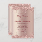 Roos Gold Blush Baby Girl Shower Invitation (Voorkant / Achterkant)