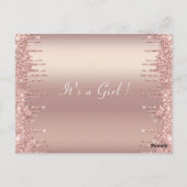 Roos Gold Blush Baby Meisje Douche Invitation Kaar Briefkaart (Achterkant)