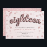 Roos Gold Blush ballonnen & Glitter 18th Birthday Kaart<br><div class="desc">Roos Gold Blush Pink ballon Glitter Confetti 18th Birthday Invitation sjabloon.</div>
