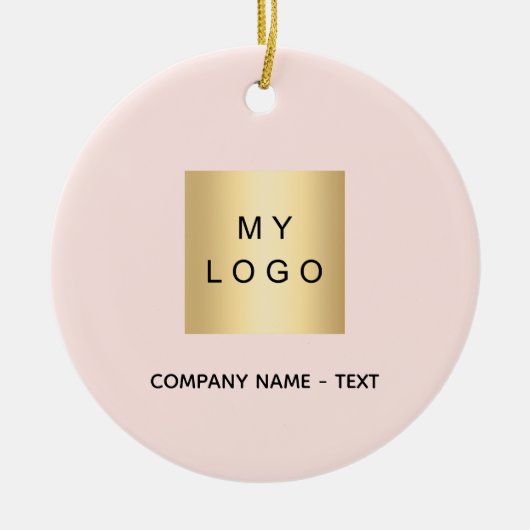 Roos Gold Blush Bedrijf logo Keramisch Ornament (Voorkant)