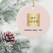 Roos Gold Blush Bedrijf logo Keramisch Ornament