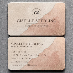 Roos Gold Blush Beige Waterverf Elegant Modern Visitekaartje