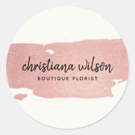 ROOS GOLD BLUSH BLACK BRUSH STROKE CALLIGRAPHY RONDE STICKER