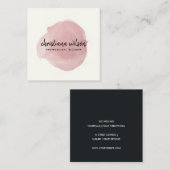 ROOS GOLD BLUSH BLACK BRUSH STROKE CALLIGRAPHY VIERKANTE VISITEKAARTJE (Voorkant / Achterkant)