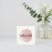 ROOS GOLD BLUSH BLACK BRUSH STROKE CALLIGRAPHY VIERKANTE VISITEKAARTJE (Staand voorkant)