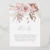 Roos Gold Blush Bloemen bruiloft met details Folie Folie Uitnodiging (Achterkant)