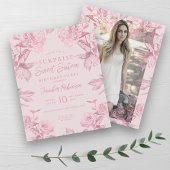 Roos Gold Blush Bloemen VERRASSING Sweet 16 Invite