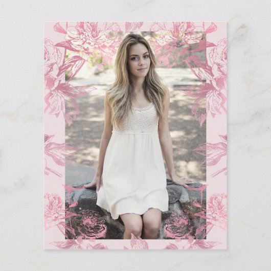 Roos Gold Blush Bloemen VERRASSING Sweet 16 Invite (Achterkant)