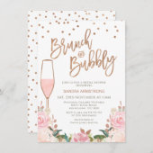 Roos Gold Blush Brunch Bubble Vrijgezellenfeest Kaart (Voorkant / Achterkant)