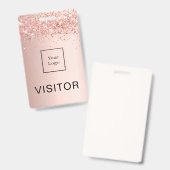 Roos Gold Blush Business logo Visitor Badge (Voor- en achterkant)