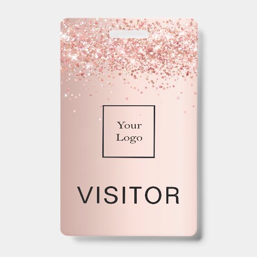 Roos Gold Blush Business logo Visitor Badge (Voorzijde)