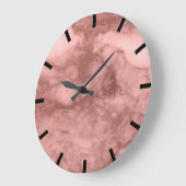 Roos Gold Blush Carrara Marble Black White Stone Grote Klok (Hoek)