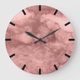 Roos Gold Blush Carrara Marble Black White Stone Grote Klok