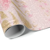 Roos Gold Blush Chic Metallic Pink Glitter Sparkle Cadeaupapier (Rol Hoek)