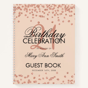Roos Gold Blush Confetti 21ste geboortedag Notitieboek