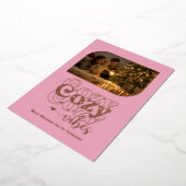 Roos Gold & Blush Cozy Vibes Retro Kerstfoto Folie Feestdagenkaart (Gedraaid)