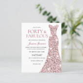Roos Gold Blush Dress 40th Birthday Budget Invite