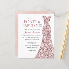 Roos Gold Blush Dress 40th Birthday Budget Invite