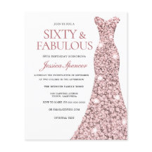 Roos Gold Blush Dress 60th Birthday Budget Invite