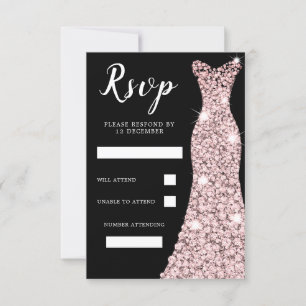 Roos Gold Blush Dress Birthday Party Bridal Black RSVP Kaartje