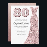 Roos Gold Blush Dress Womans 80th Birthday Party Kaart<br><div class="desc">Roos Gold Blush Dress Womans 80th Birthday Party Invitation Variations to the uitnodiging and matching items in onze winkel</div>