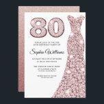 Roos Gold Blush Dress Womans 80th Birthday Party Kaart<br><div class="desc">Roos Gold Blush Dress Womans 80th Birthday Party Invitation Variations to the uitnodiging and matching items in onze winkel</div>